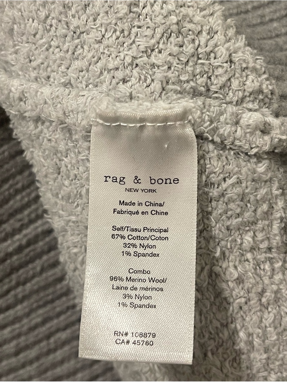 Rag & Bone Valerie Merino Wool Sweater Pullover Chenille Women's Size XS Gray - Picture 7 of 7